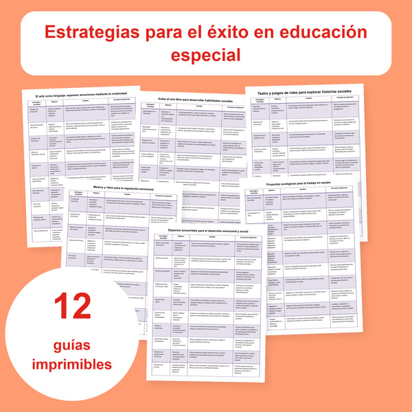 Educación especial: 12 tablas de estrategias | Habilidades sociales y regulación emocional (PDF + PPTX)