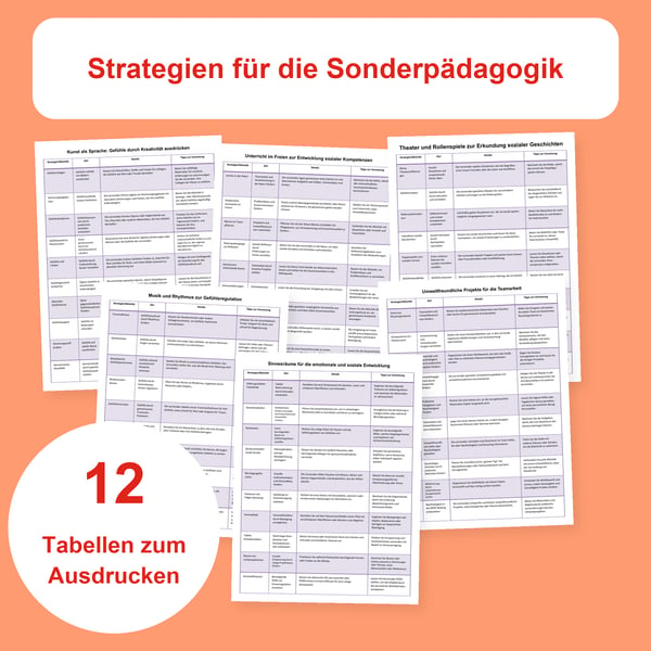 Sonderpädagogik: 12 Strategietabellen | Soziale Kompetenzen und Emotionsregulation (PDF + PPTX)