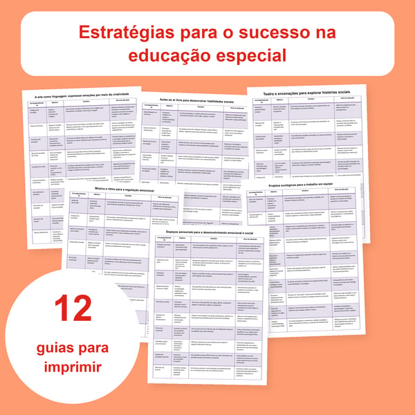 Educação especial: 12 tabelas de estratégias | Habilidades sociais e regulação emocional (PDF + PPTX)