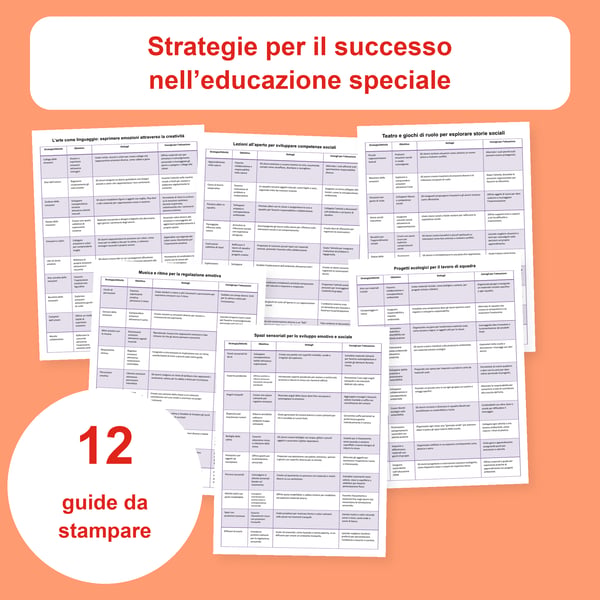 Educazione speciale: 12 tabelle di strategie | Abilità sociali e regolazione emotiva (PDF + PPTX)