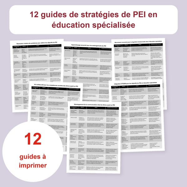 Stratégies de PEI en éducation spécialisée : 12 guides | PDF imprimable + PowerPoint modifiable