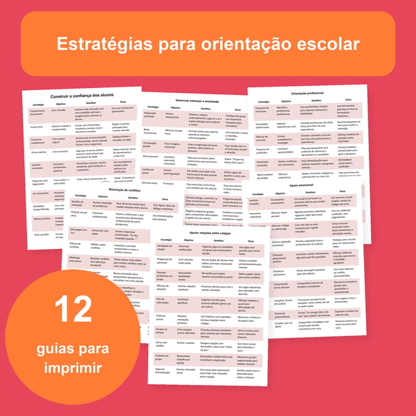 Orientação escolar: 12 tabelas de estratégias de apoio aos alunos | PDF + PowerPoint editável