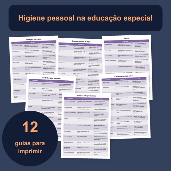 Higiene pessoal na educação especial: 12 tabelas de habilidades | PDF + PowerPoint editável