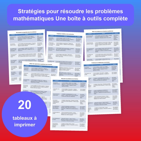 Résoudre les problèmes mathématiques : 20 tableaux, solutions en 3 étapes | PDF + PowerPoint
