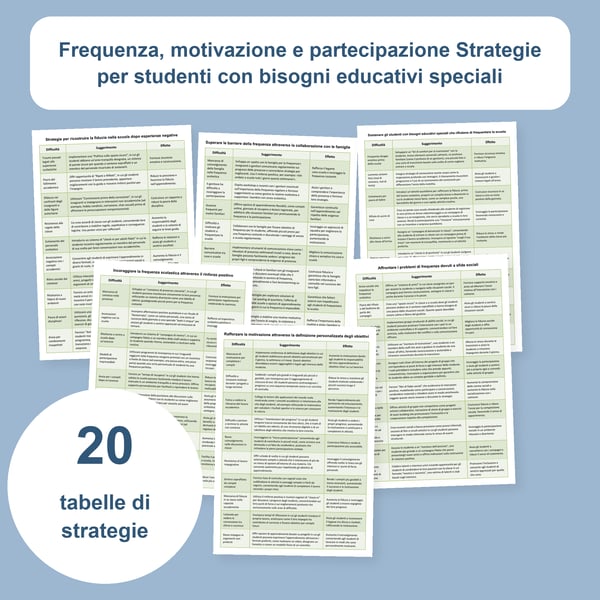 Frequenza, motivazione e partecipazione: 20 tabelle di strategie | PDF + PowerPoint