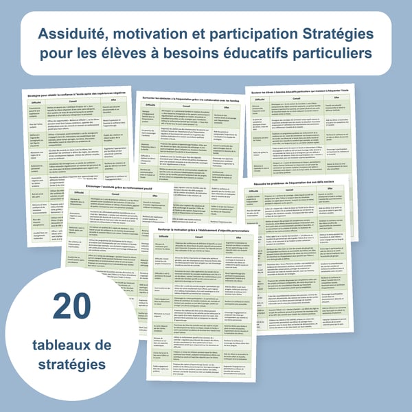 Assiduité, motivation et participation : 20 tableaux de stratégies | PDF + PowerPoint