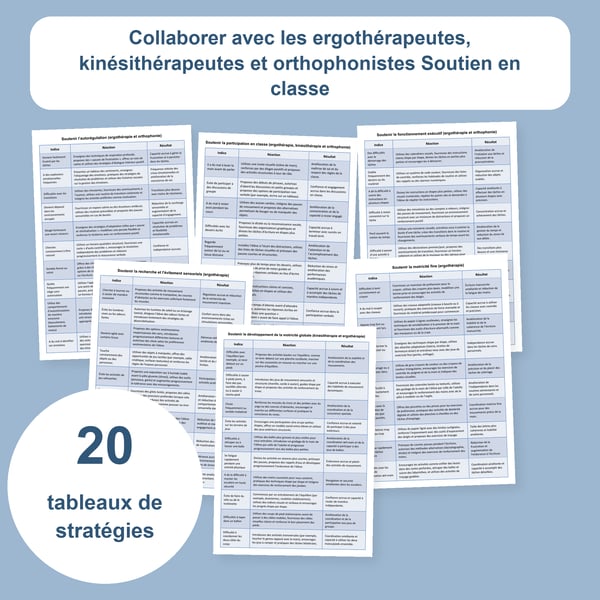 Collaborer avec les thérapeutes : 20 tableaux pour la classe | PDF + PowerPoint