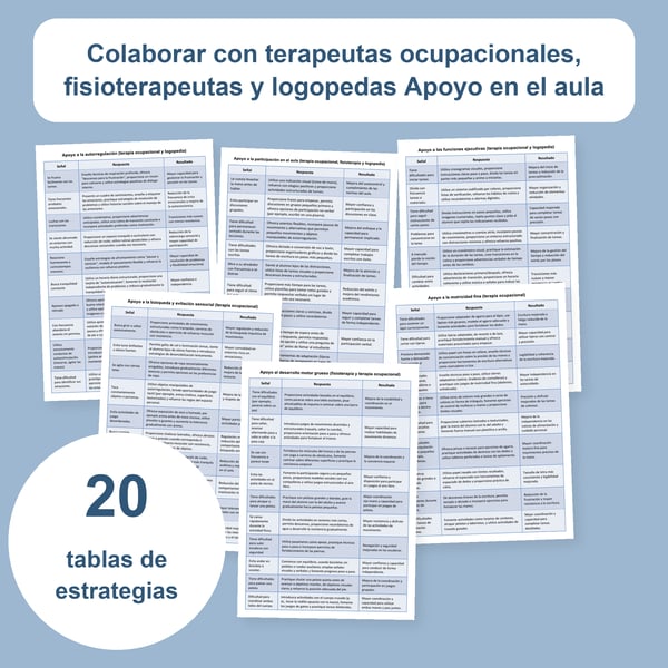 Colaborar con terapeutas: 20 tablas de apoyo en el aula | PDF + PowerPoint