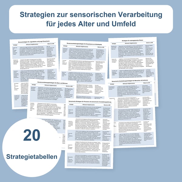 Sensorische Bedürfnisse: 20 Tabellen für verschiedene Altersgruppen | PDF + PowerPoint