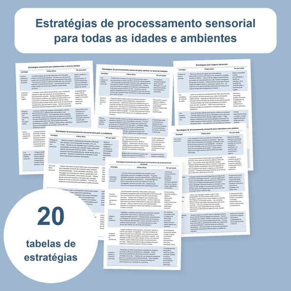 Necessidades sensoriais: 20 tabelas para idades e contextos diversos | PDF + PowerPoint
