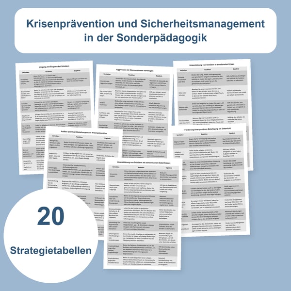 Krisenprävention und Sicherheit in der Sonderpädagogik: 20 Tabellen | PDF + PowerPoint