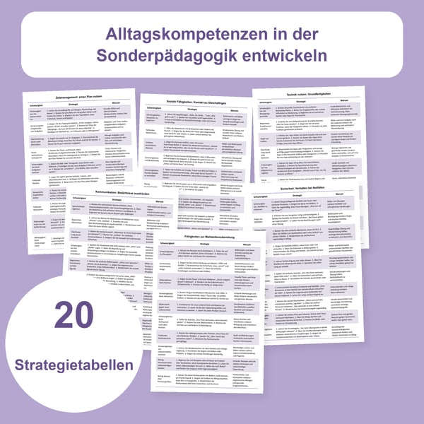 Alltagskompetenzen in der Sonderpädagogik: 20 Tabellen | PDF + PowerPoint