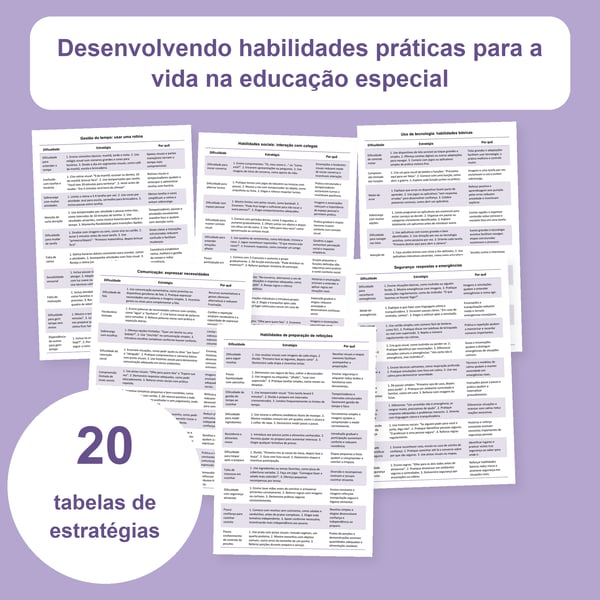Autonomia diária na educação especial: 20 tabelas | PDF + PowerPoint
