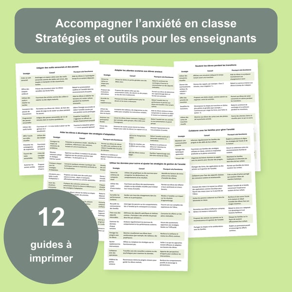 Anxiété en classe : 12 tableaux de stratégies pour l’éducation spécialisée | PDF + PowerPoint