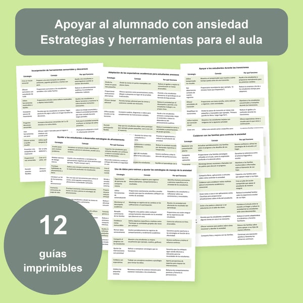 Ansiedad en el aula: 12 tablas de estrategias para educación especial | PDF + PowerPoint