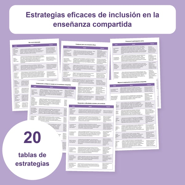 Enseñanza compartida e inclusión: 20 tablas de estrategias | PDF + PowerPoint