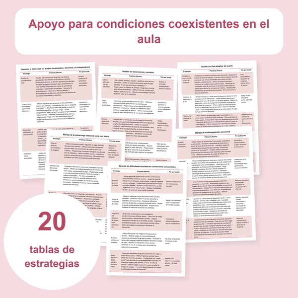 TDAH, autismo y ansiedad: 20 tablas de apoyo para necesidades coexistentes | PDF + PowerPoint