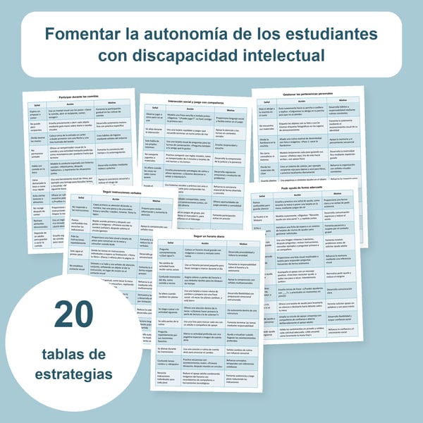 Autonomía del alumnado con discapacidad intelectual: 20 tablas | PDF + PowerPoint