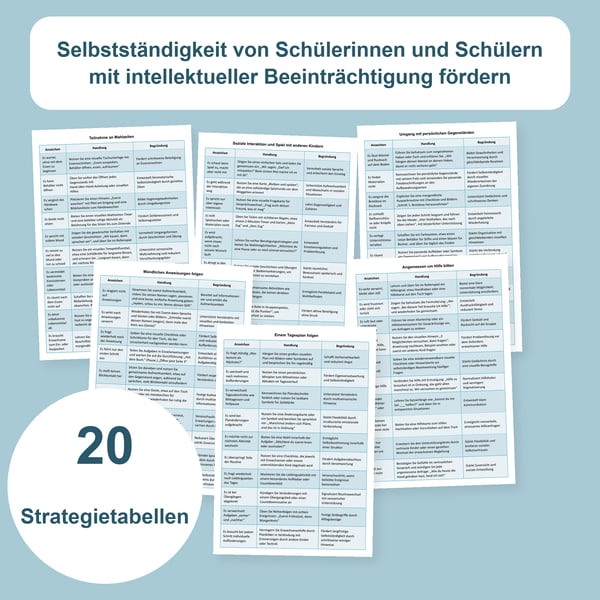 Selbstständigkeit bei geistiger Behinderung: 20 Tabellen für den Schulalltag | PDF + PowerPoint