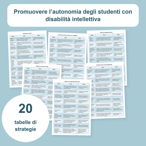 Autonomia degli studenti con disabilità intellettiva: 20 tabelle | PDF + PowerPoint