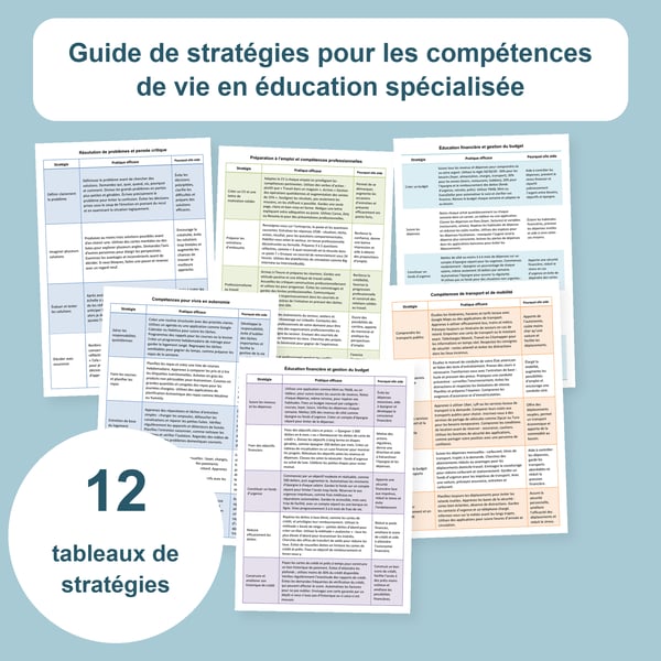 Compétences de vie en éducation spécialisée : 12 tableaux de stratégies | PDF + PowerPoint