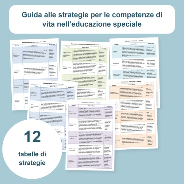 Abilità di vita nell’educazione speciale: 12 tabelle di strategie | PDF + PowerPoint