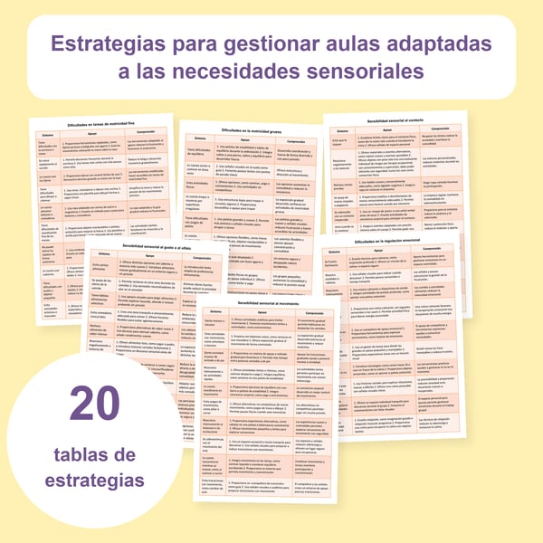 Aula adaptada a las necesidades sensoriales: 20 tablas de estrategias | PDF + PowerPoint