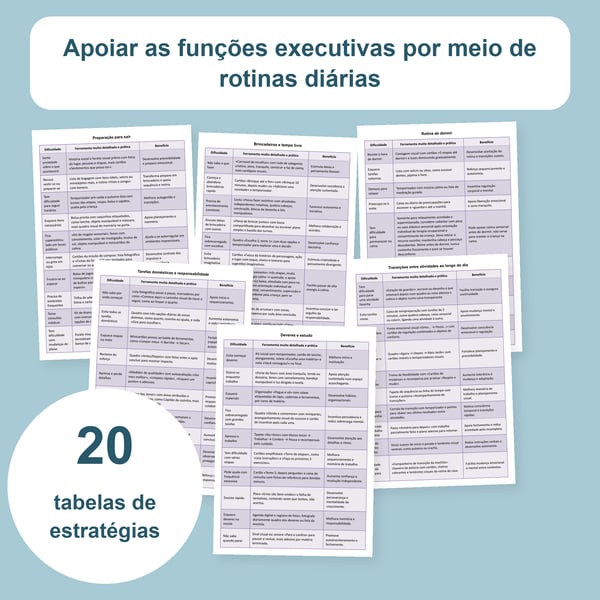 Funções executivas no cotidiano: 20 tabelas de rotinas | PDF + PowerPoint