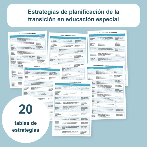Transición a la vida adulta en educación especial: 20 tablas | PDF + PowerPoint