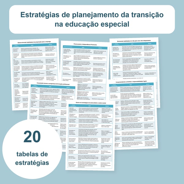 Transição para a vida adulta na educação especial: 20 tabelas | PDF + PowerPoint