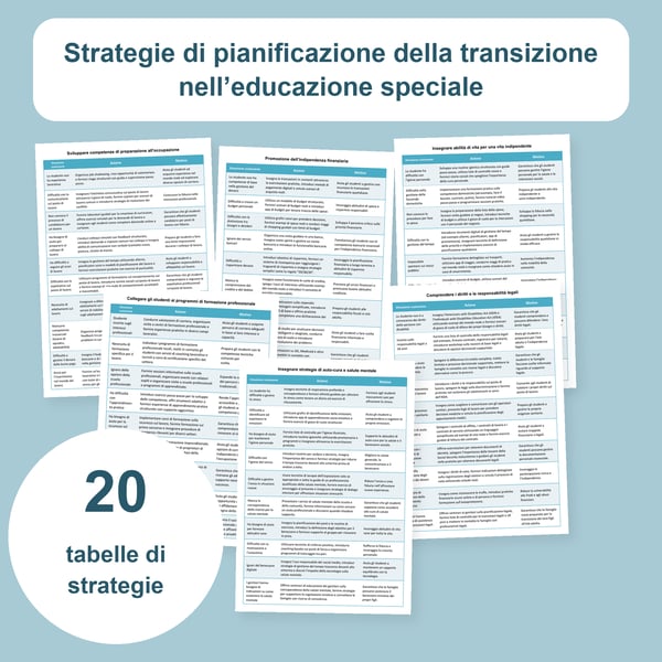 Transizione alla vita adulta nell’educazione speciale: 20 tabelle | PDF + PowerPoint