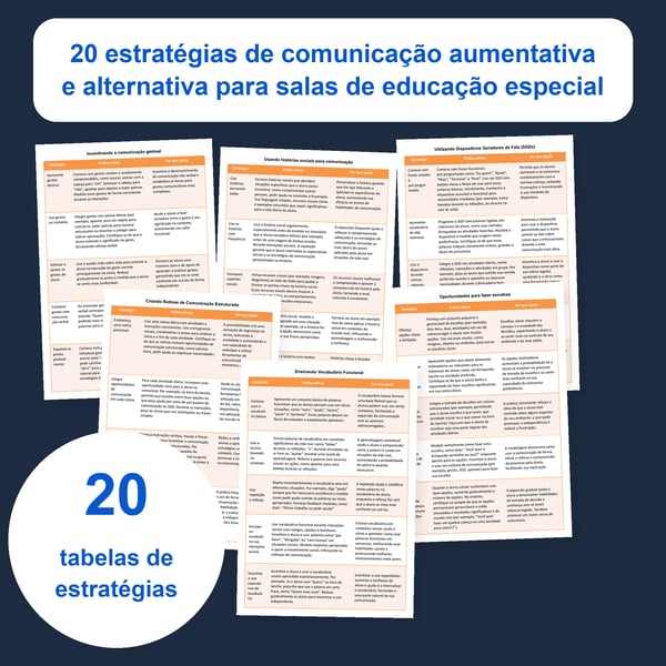 CAA e comunicação na educação especial: 20 tabelas | PDF + PowerPoint
