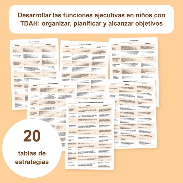 Funciones ejecutivas y TDAH: 20 tablas para organizar y planificar | PDF + PowerPoint
