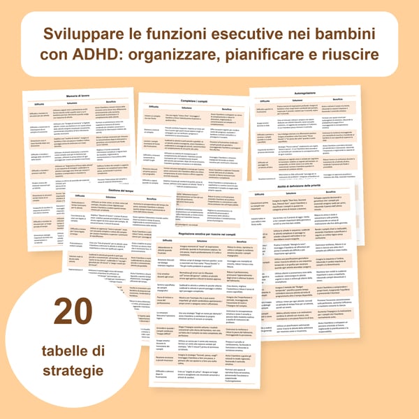 Funzioni esecutive e ADHD: 20 tabelle per organizzare e pianificare | PDF + PowerPoint