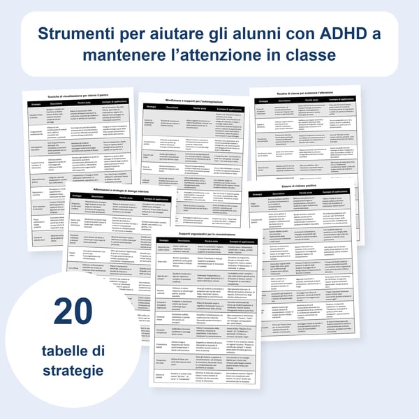 ADHD in classe: 20 tabelle di strategie per sostenere l’attenzione | PDF + PowerPoint