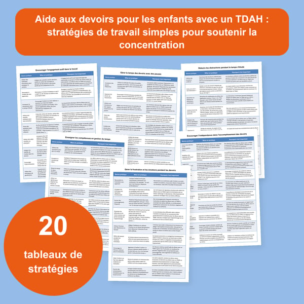 TDAH et devoirs : 20 tableaux de stratégies pour soutenir les enfants | PDF + PowerPoint