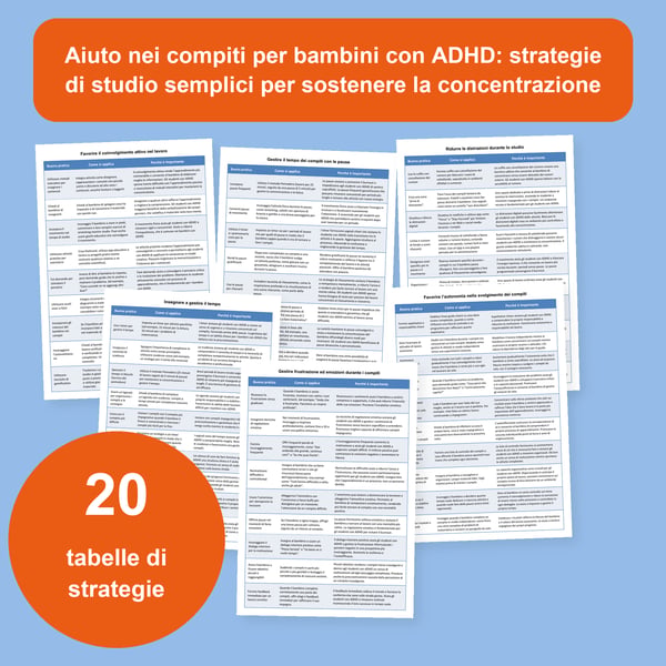 ADHD e compiti a casa: 20 tabelle di strategie per sostenere i bambini | PDF + PowerPoint