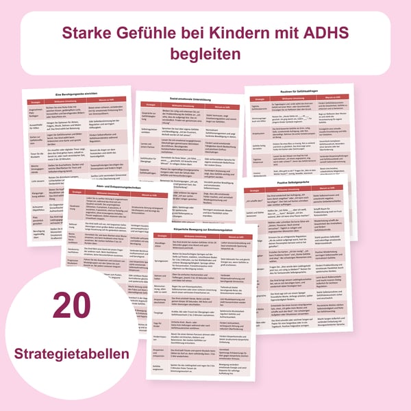 ADHS und starke Gefühle: 20 Tabellen zur Emotionsregulation | PDF + PowerPoint