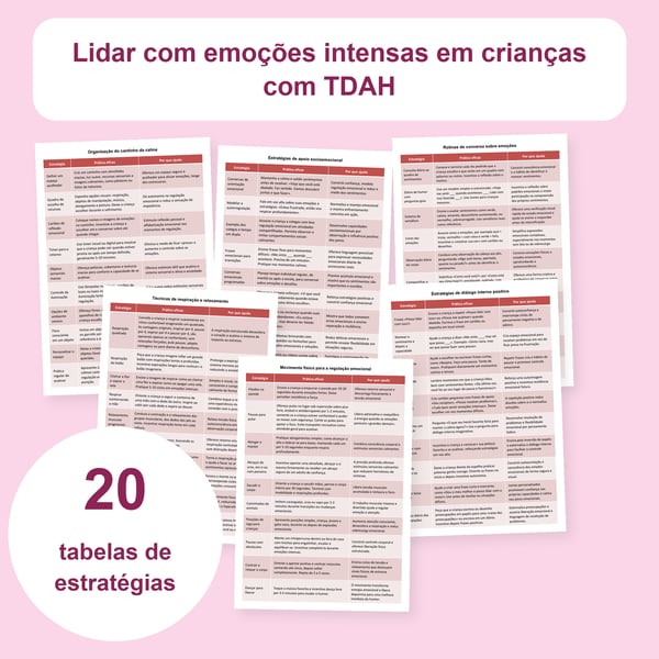 TDAH e emoções intensas: 20 tabelas de regulação emocional | PDF + PowerPoint