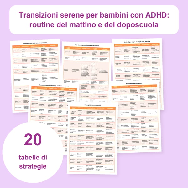 ADHD e transizioni: 20 tabelle per routine mattutine e doposcuola | PDF + PowerPoint