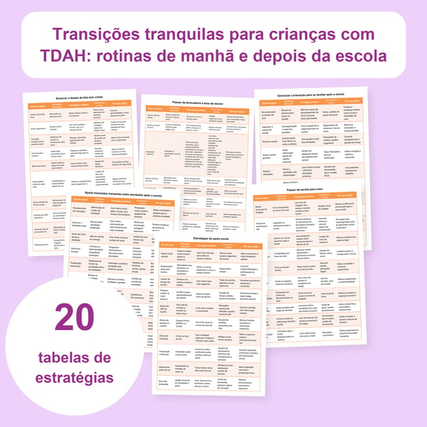 TDAH e transições: 20 tabelas de rotinas de manhã e após a escola | PDF + PowerPoint