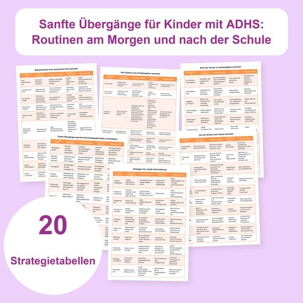 ADHS und Übergänge: 20 Tabellen für Morgen- und Nachmittagsroutinen | PDF + PowerPoint
