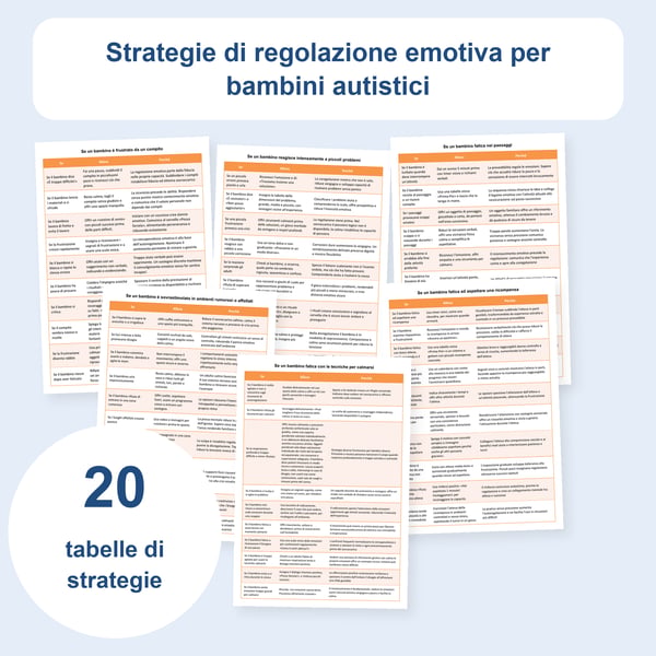 Autismo e regolazione emotiva: 20 tabelle di situazioni e strategie | PDF + PowerPoint