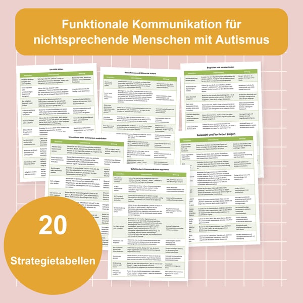 Nichtsprechender Autismus: 20 Tabellen zur funktionalen Kommunikation | PDF + PowerPoint