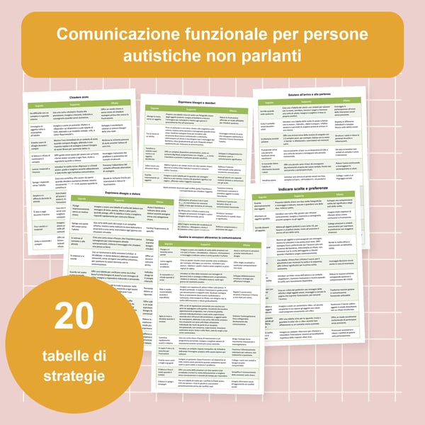 Autismo non verbale: 20 tabelle di comunicazione funzionale | PDF + PowerPoint