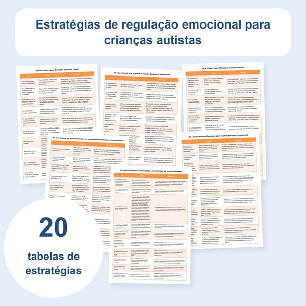 Autismo e regulação emocional: 20 tabelas de situações e estratégias | PDF + PowerPoint