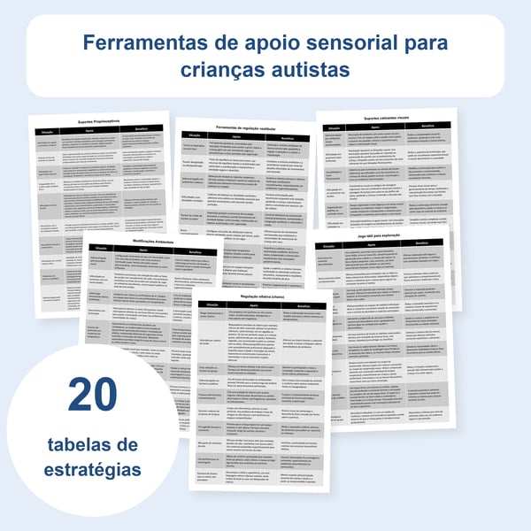 Autismo e apoio sensorial: 20 tabelas práticas para crianças | PDF + PowerPoint