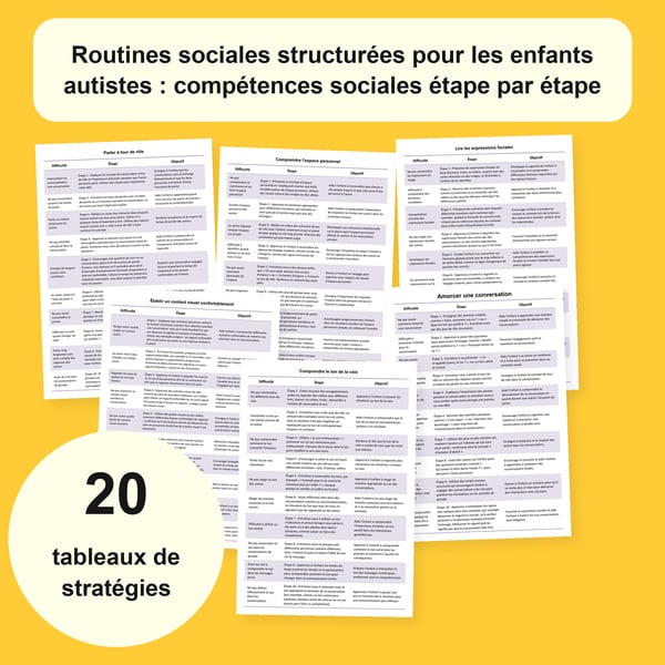 Autisme et compétences sociales : 20 tableaux et 200 situations | PDF + PowerPoint