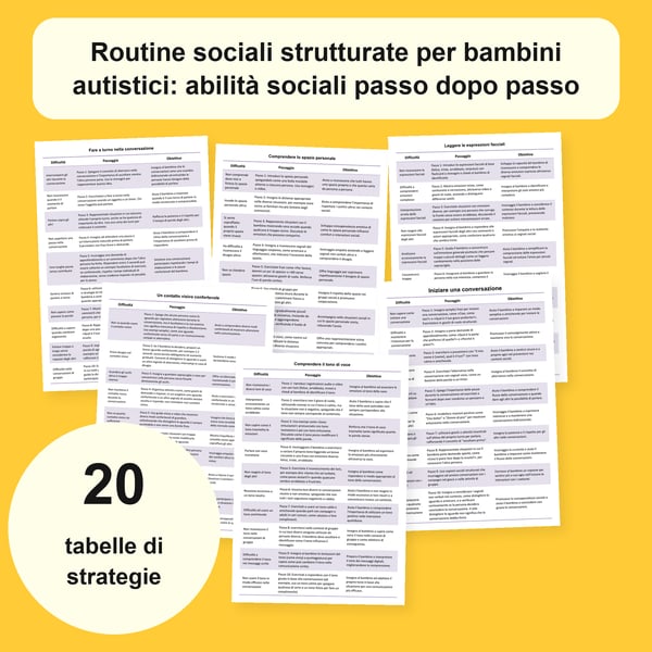 Autismo e abilità sociali: 20 tabelle e 200 situazioni | PDF + PowerPoint