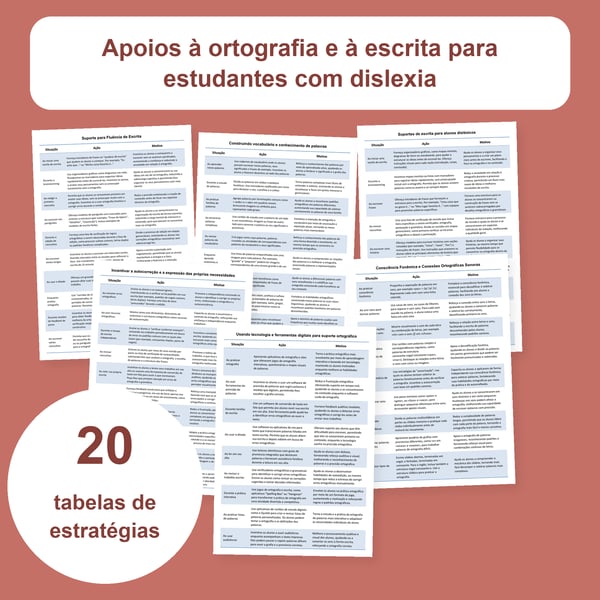 Dislexia: ortografia e escrita | 20 tabelas PDF + PowerPoint
